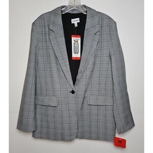Steve Madden Women's Gray Plaid One-Button Blazer Size Medium NWT